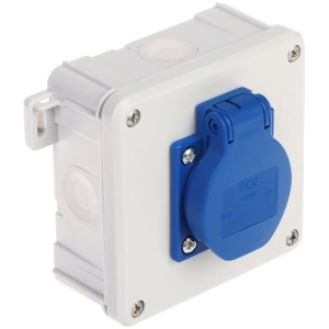 GNIAZDO POJEDYNCZE Z PUSZKĄ ODGAŁĘŹNĄ 2K/98X98/GN-230/EPN 250 V AC 16 A IP54 Elektro-Plast