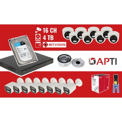 ZESTAW DO MONITORINGU APTI-NVR16-16IPCTB 16 KAMER + REJESTRATOR