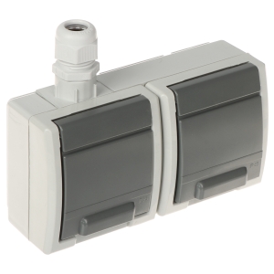 GNIAZDO NATYNKOWE PODWÓJNE AQUANT-G2/V1/EPN 230 V AC 16 A IP65 Elektro-Plast