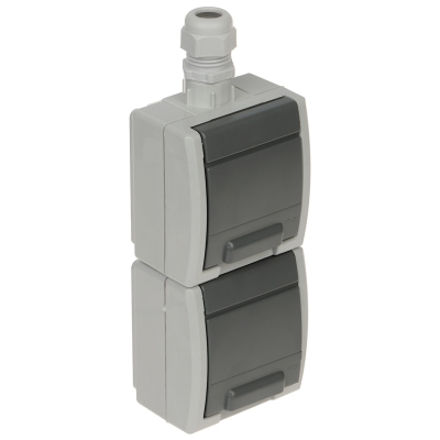 GNIAZDO NATYNKOWE PODWÓJNE AQUANT-G2/V2/EPN 230 V AC 16 A IP65 Elektro-Plast