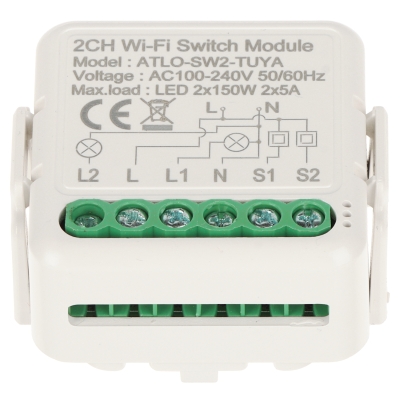 PODWÓJNY INTELIGENTNY STEROWNIK OŚWIETLENIA LED ATLO-SW2-TUYA Wi-Fi, Tuya Smart