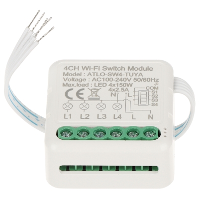 POCZWÓRNY INTELIGENTNY STEROWNIK OŚWIETLENIA LED ATLO-SW4-TUYA Wi-Fi, Tuya Smart