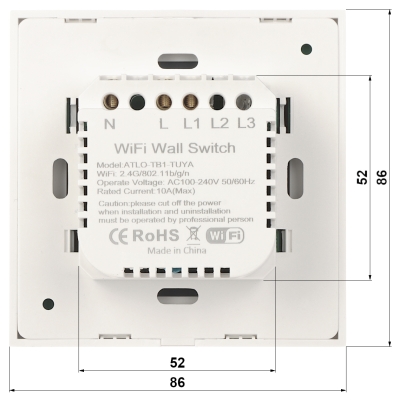 INTELIGENTNY DOTYKOWY PRZEŁĄCZNIK ŚWIATŁA ATLO-TB1-TUYA Wi-Fi, Tuya Smart