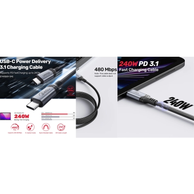 PRZEWÓD C14110GY-2M USB-C/USB-C 240W 2.0 m UNITEK
