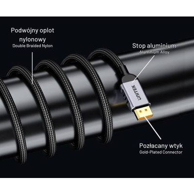 KABEL DISPLAYPORT C1626GY01-1.5M 16K @ 60 Hz, 1.5 m UNITEK