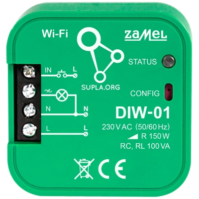 INTELIGENTNY ŚCIEMNIACZ OŚWIETLENIA DIW-01 Wi-Fi, 230 V AC ZAMEL