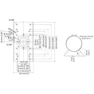 UCHWYT NA SŁUP DS-1275ZJ-SUS(BLACK) Hikvision