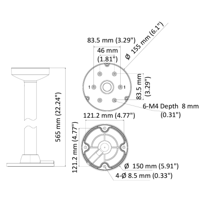 UCHWYT SUFITOWY DO KAMER KULISTYCH DS-1471ZJ-155 Hikvision