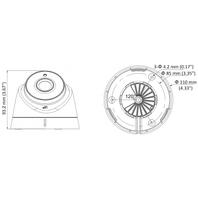 KAMERA AHD, HD-CVI, HD-TVI, PAL DS-2CE56D0T-IT3F(3.6MM)(C) - 1080p Hikvision