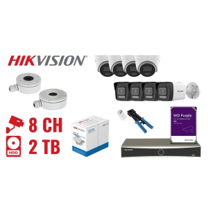 ZESTAW DO MONITORINGU HIK-NVR08-8IPCBT 8 KAMER + REJESTRATOR Hikvision