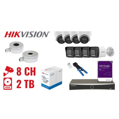 ZESTAW DO MONITORINGU HIK-NVR08-8IPCBT 8 KAMER + REJESTRATOR Hikvision