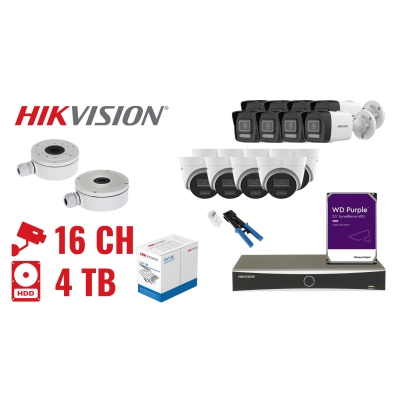 ZESTAW DO MONITORINGU HIK-NVR16-16IPCBT 16 KAMER + REJESTRATOR Hikvision