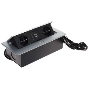 LISTWA ZASILAJĄCA MEBLOWA FPS-2S2U/CABLE (2 GNIAZDA + 2  USB)