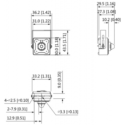 KAMERA AHD, HD-CVI, HD-TVI, PAL HAC-HUM3201B-P-0280B-S2 PINHOLE - 1080p 2.8 mm DAHUA