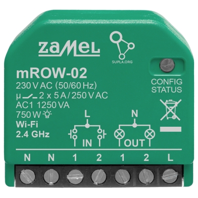 INTELIGENTNY PRZEŁĄCZNIK M/ROW-02 Wi-Fi SUPLA 230 V AC ZAMEL