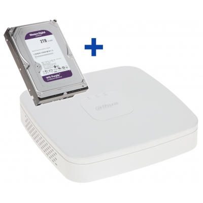 ZESTAW PROMOCYJNY REJESTRATOR + DYSK TWARDY NVR2104-P-4KS2+2TB 4 KANAŁY, 4 PoE, 4K UHD DAHUA