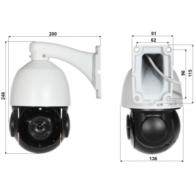 KAMERA IP SZYBKOOBROTOWA ZEWNĘTRZNA OMEGA-22P18-6P-AI - 1080p 5.35 ... 96.3 mm