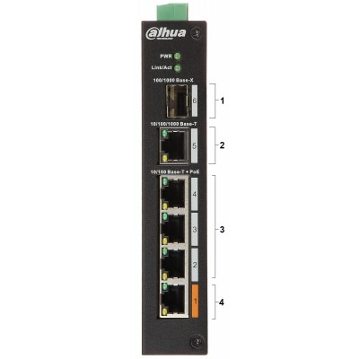 SWITCH PRZEMYSŁOWY POE PFS3106-4ET-60 4-PORTOWY SFP DAHUA