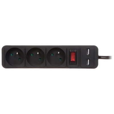 LISTWA ZASILAJĄCA PR-1.5M-3G-SW/USB/B (3 GNIAZDA + 2 USB) 1.3 m