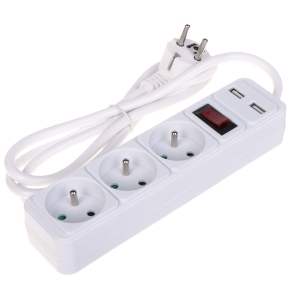 LISTWA ZASILAJĄCA PR-1.5M-3G-SW/USB/W (3 GNIAZDA + 2 USB) 1.3 m