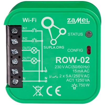 INTELIGENTNY PRZEŁĄCZNIK ROW-02 Wi-Fi SUPLA 230 V AC ZAMEL