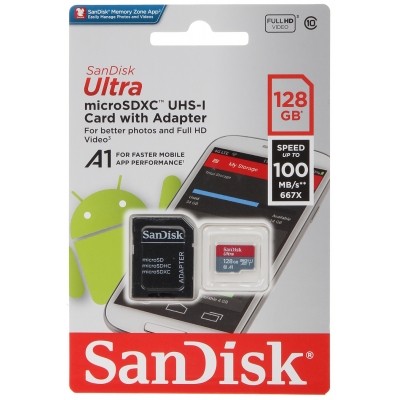 KARTA PAMIĘCI SD-MICRO-10/128-SAND microSD UHS-I, SDXC 128 GB SANDISK