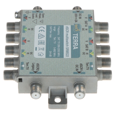 MULTISWITCH PRZELOTOWY UNICABLE I/II SRM-522 5 WEJŚĆ / 5  WYJŚĆ + 2 WYJŚCIA UNICABLE TERRA