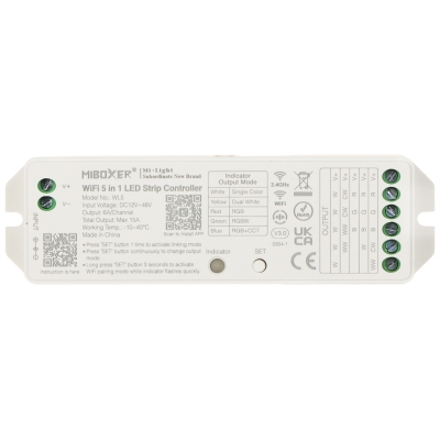 STEROWNIK OŚWIETLENIA LED WL5 Wi-Fi, 2.4 GHz, RGBCCT (RGBWW) 12 ... 48 V DC MiBOXER / Mi-Light