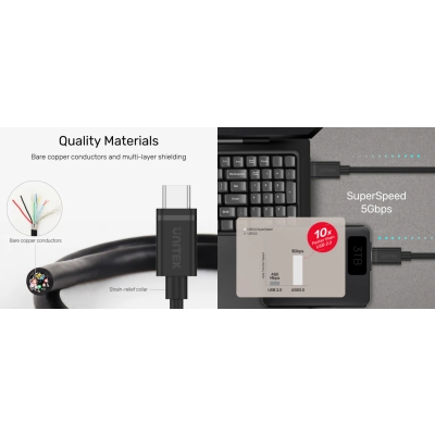 PRZEWÓD Y-C477BK USB-C/USB-C 1.0 m UNITEK