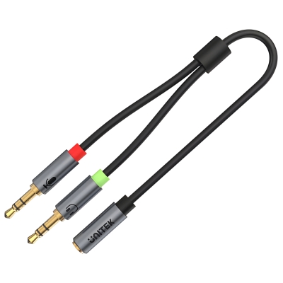 ROZGAŁĘŹNIK AUDIO Y-C957ABK 2 X Jack TRS 3.5 mm WTYK / Jack TRRS 3.5 mm GNIAZDO 0.2 m UNITEK